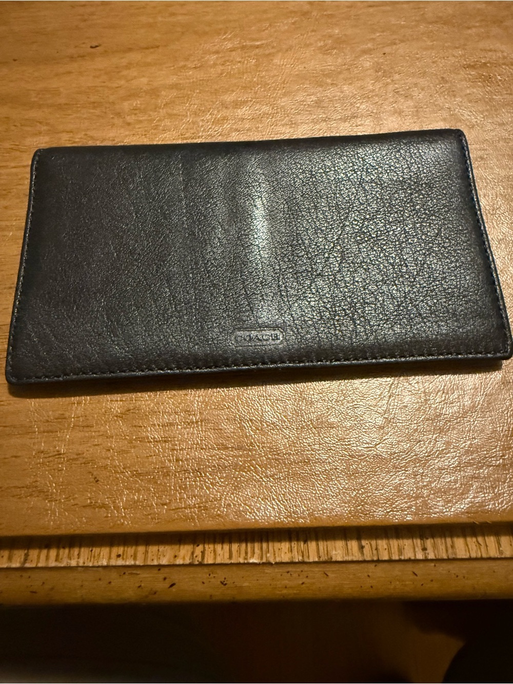 Classic Black Leather Coach Checkbook Cover